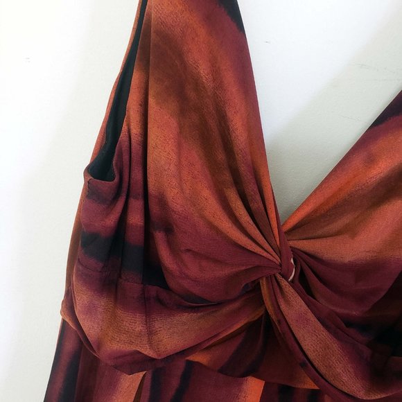 Ronnie Nicole Size 6 Caribbean Sunset Wide Strap Sleeveless Wrap Maxi Dress - Picture 4 of 14